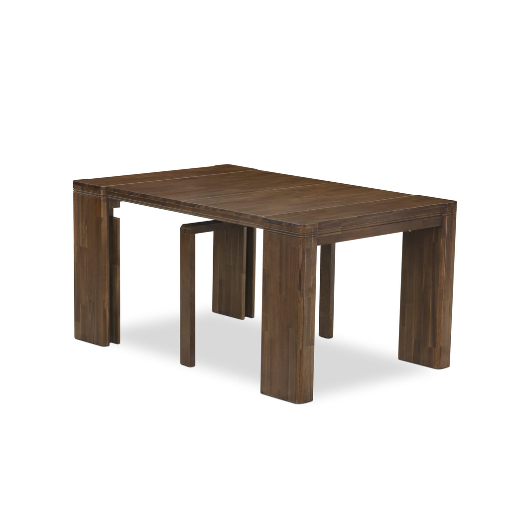 X0000-17G-SM Sophisticated 4-Piece Dining Ensemble with Extendable Tables and Stylish Seating in Timeless Walnut