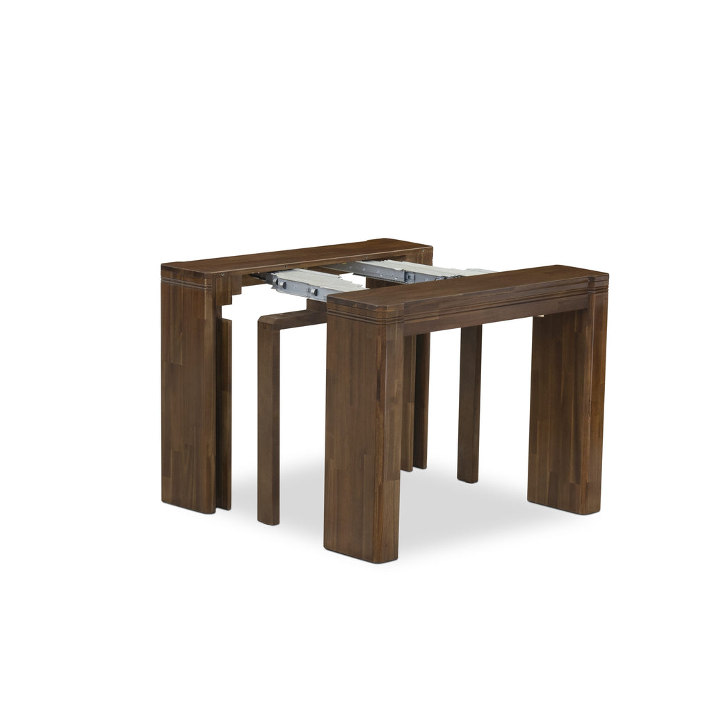 Luxe Dining Ensemble X02VE-6J6-E3 6-Piece Set with Extendable Table, Benches & Chairs in Walnut Shade