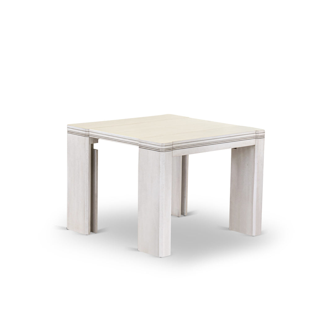 X07X2-ZKV-G0 Elegant 9-Piece Dining Suite with Expandable Table, 7 Chairs, 1 Bench - Antique Cream Finish
