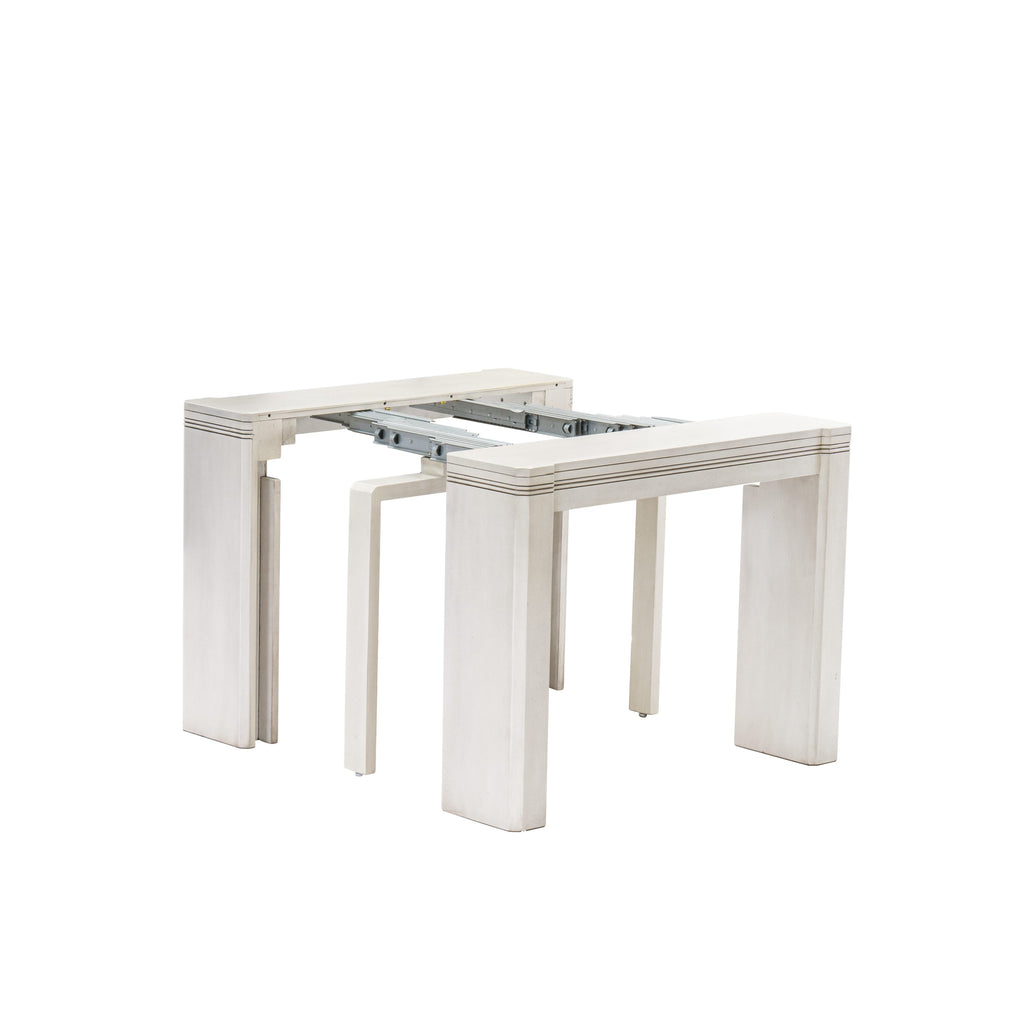 X02X2-9TD-KS Antique White Dining Suite Extendable Table & Seating Ensemble with 2 Chairs & Benches