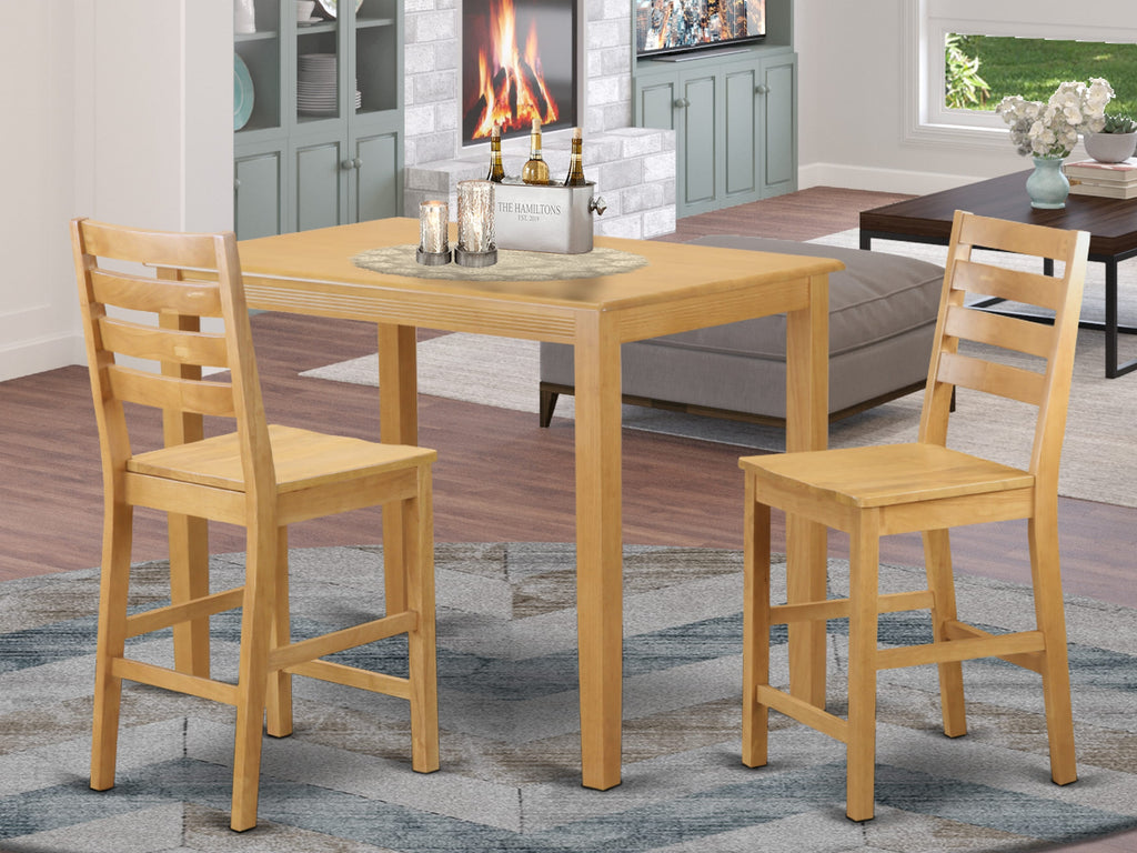 YACF3-RRK-U 3-Piece Dining Set with Rectangle Table and 2 Chairs in Oak Finish, 30x48 Inches