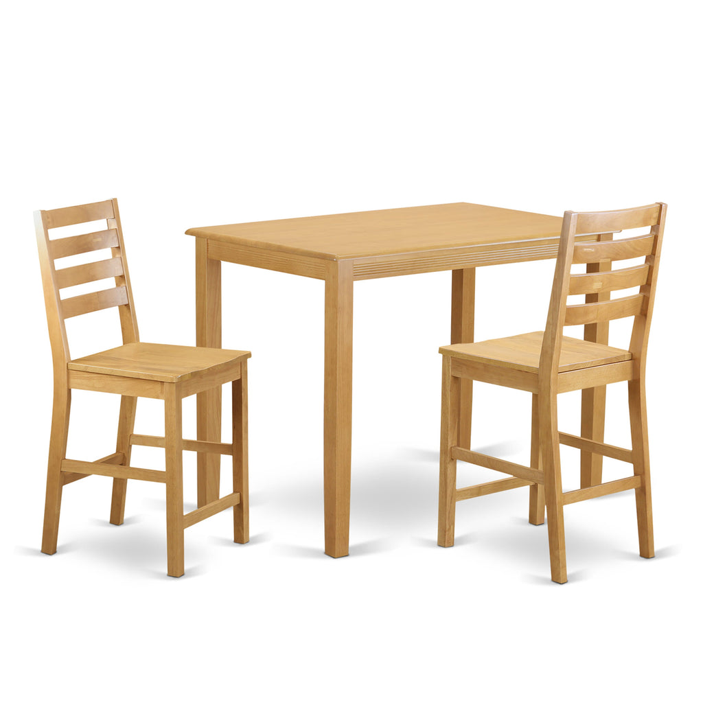 YACF3-RRK-U 3-Piece Dining Set with Rectangle Table and 2 Chairs in Oak Finish, 30x48 Inches