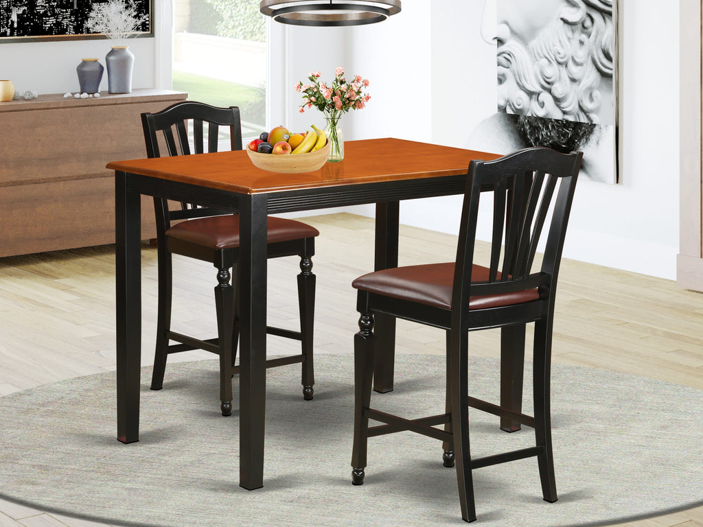YACH3-FPX-TR Compact Rectangular Breakfast Table & Pair of Leather-Inspired Chairs for Cozy Corners