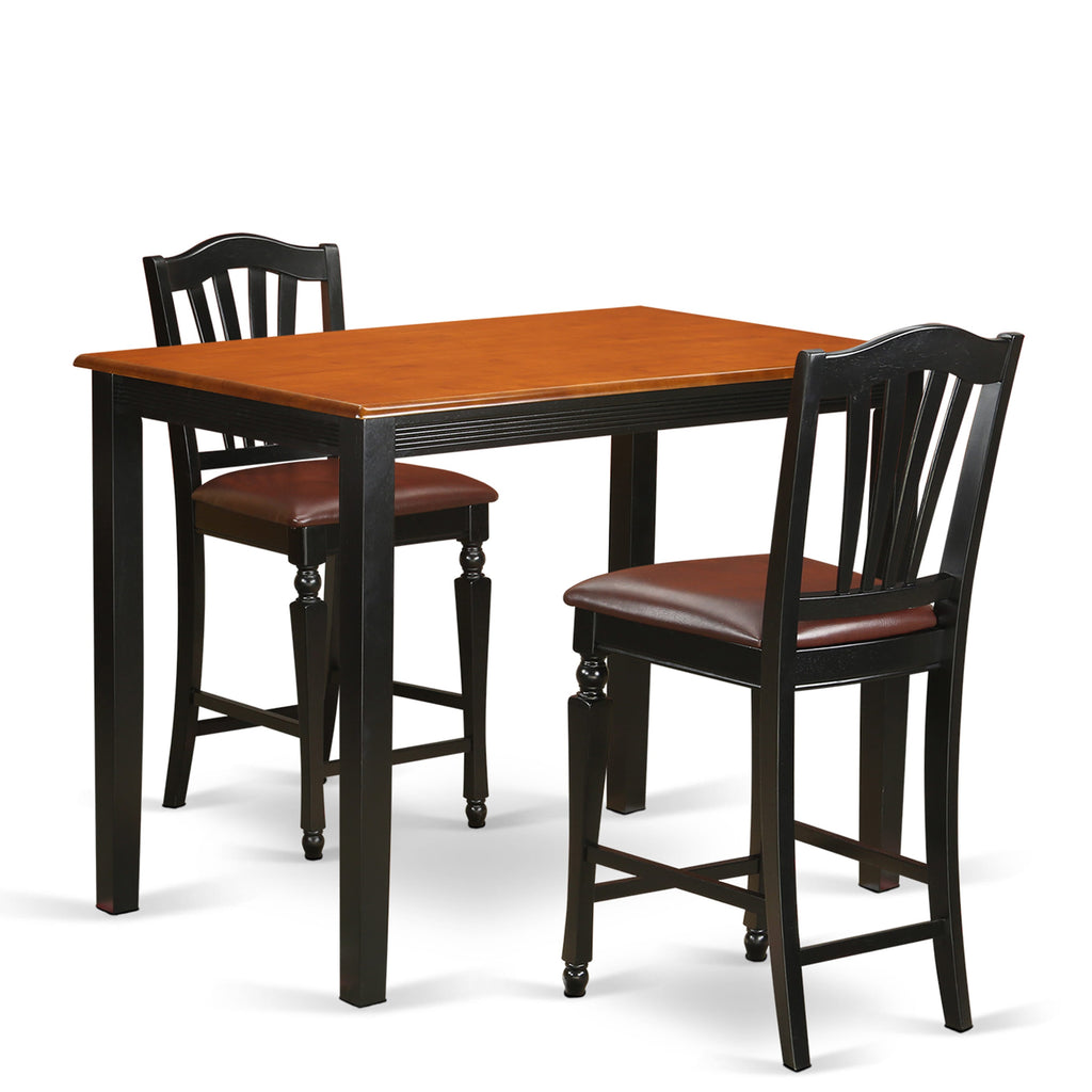 YACH3-FPX-TR Compact Rectangular Breakfast Table & Pair of Leather-Inspired Chairs for Cozy Corners