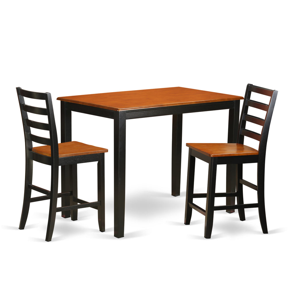 YAFA3-J0X-O Compact 3-Piece Dining Set Rectangle Table with Two Chairs for Cozy Areas - Black & Cherry Elegance