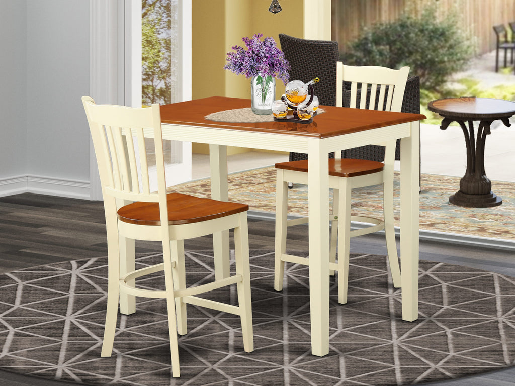 YAGR3-VEB-F Cozy 3-Piece Dining Set with Rectangle Table and 2 Chairs - Ideal for Compact Areas in Warm Tones