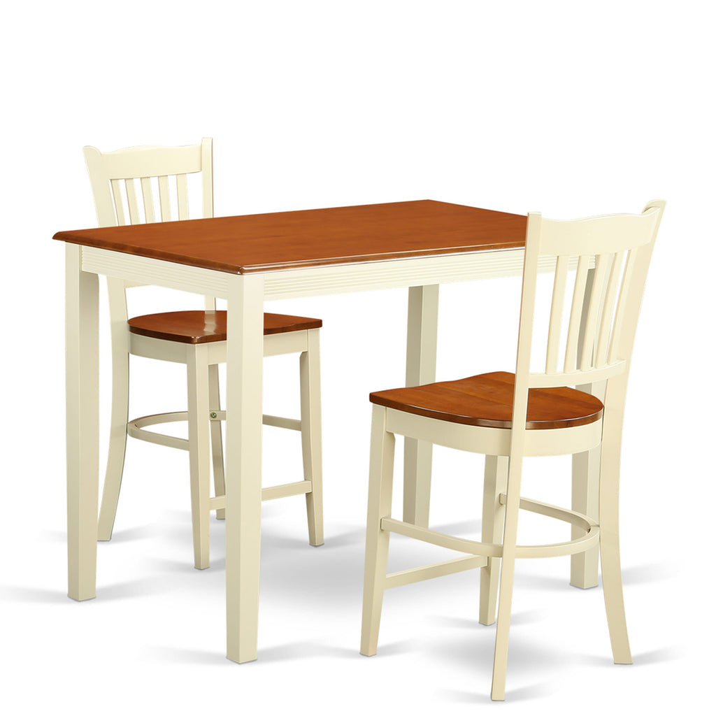 YAGR3-VEB-F Cozy 3-Piece Dining Set with Rectangle Table and 2 Chairs - Ideal for Compact Areas in Warm Tones