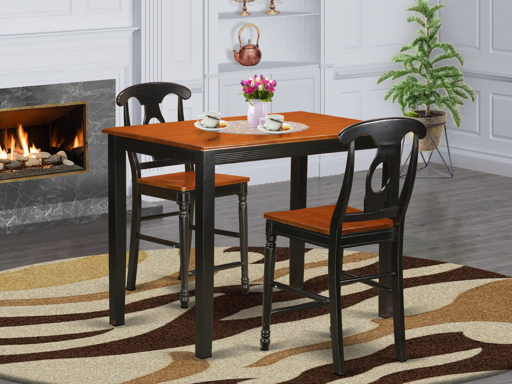 YAKE3-OEC-B 3-Piece Dining Room Table Set with Rectangular Table and 2 Chairs - Ideal for Smaller Rooms, Black & Cherry Finish, 30x48 Inch