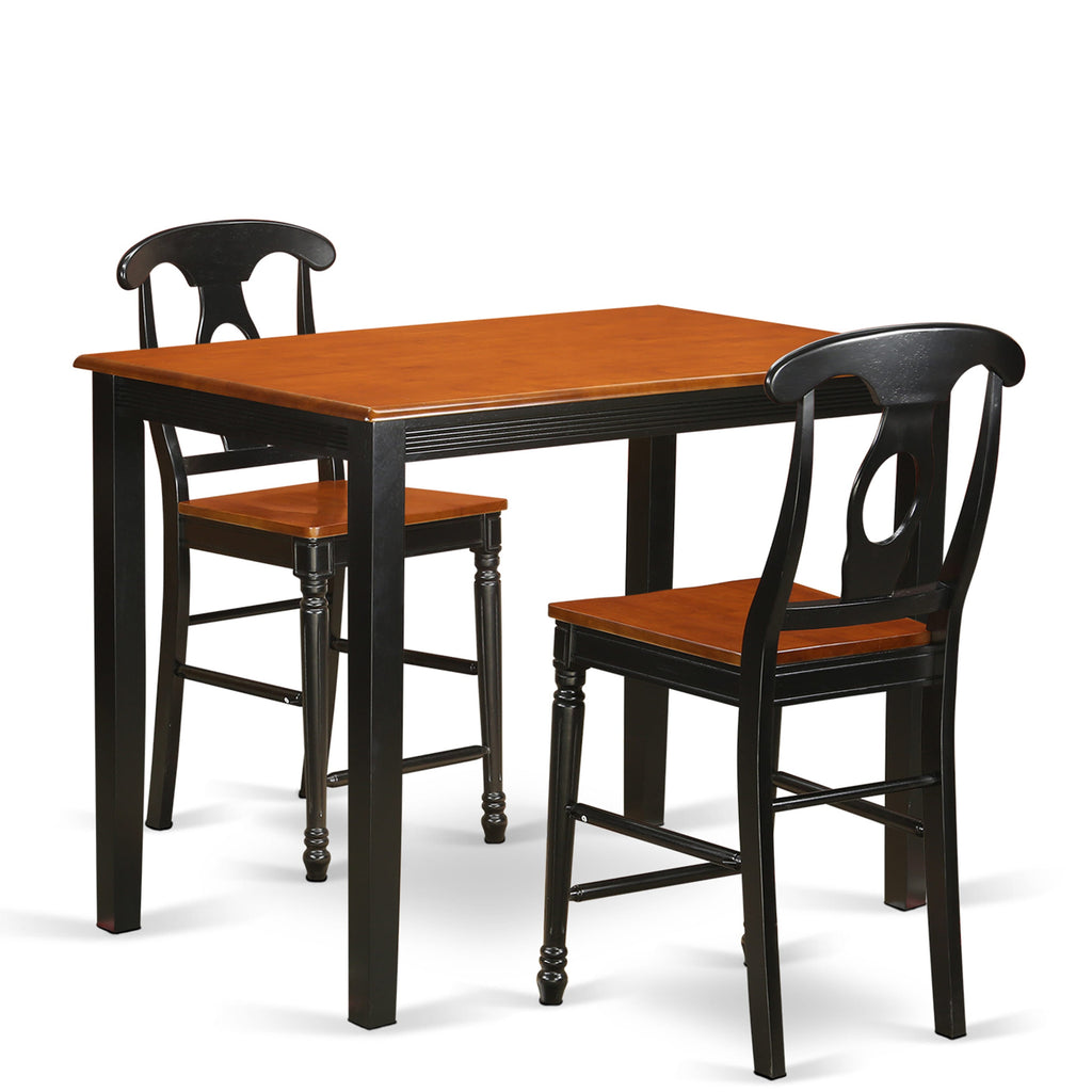 YAKE3-OEC-B 3-Piece Dining Room Table Set with Rectangular Table and 2 Chairs - Ideal for Smaller Rooms, Black & Cherry Finish, 30x48 Inch