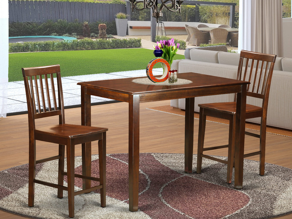 YAVN3-9BE-C Compact 3-Piece Dining Set for Coziness with Rectangle Table and 2 Seats, 30x48 Mahogany