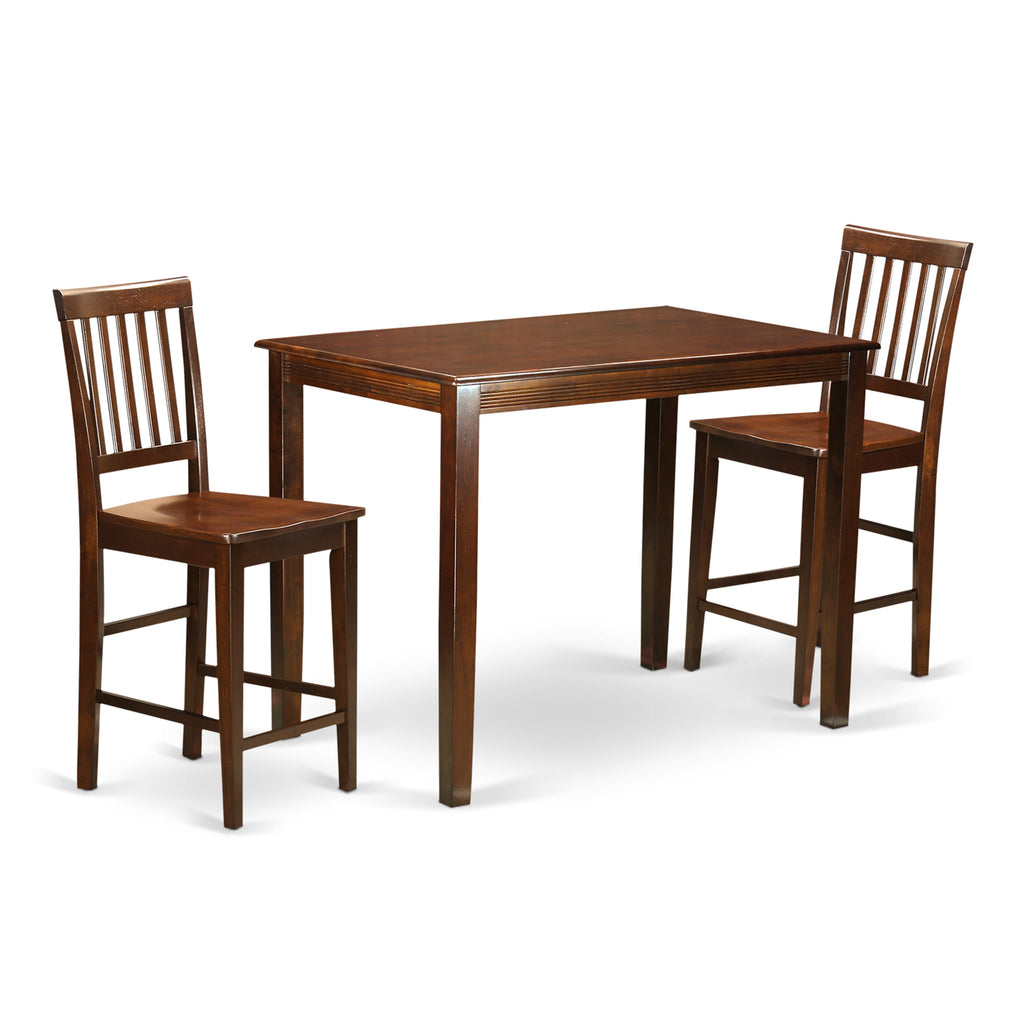 YAVN3-9BE-C Compact 3-Piece Dining Set for Coziness with Rectangle Table and 2 Seats, 30x48 Mahogany
