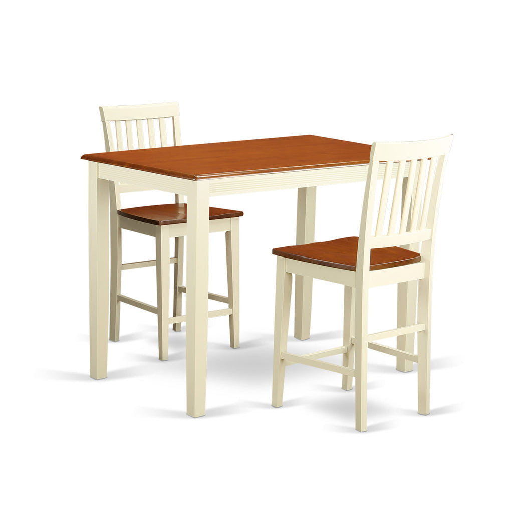 YAVN3-W5H-M Dining Suite Compact 3-Piece Kitchen Set with Rectangular Table and Dual Seating, Buttermilk-Cherry