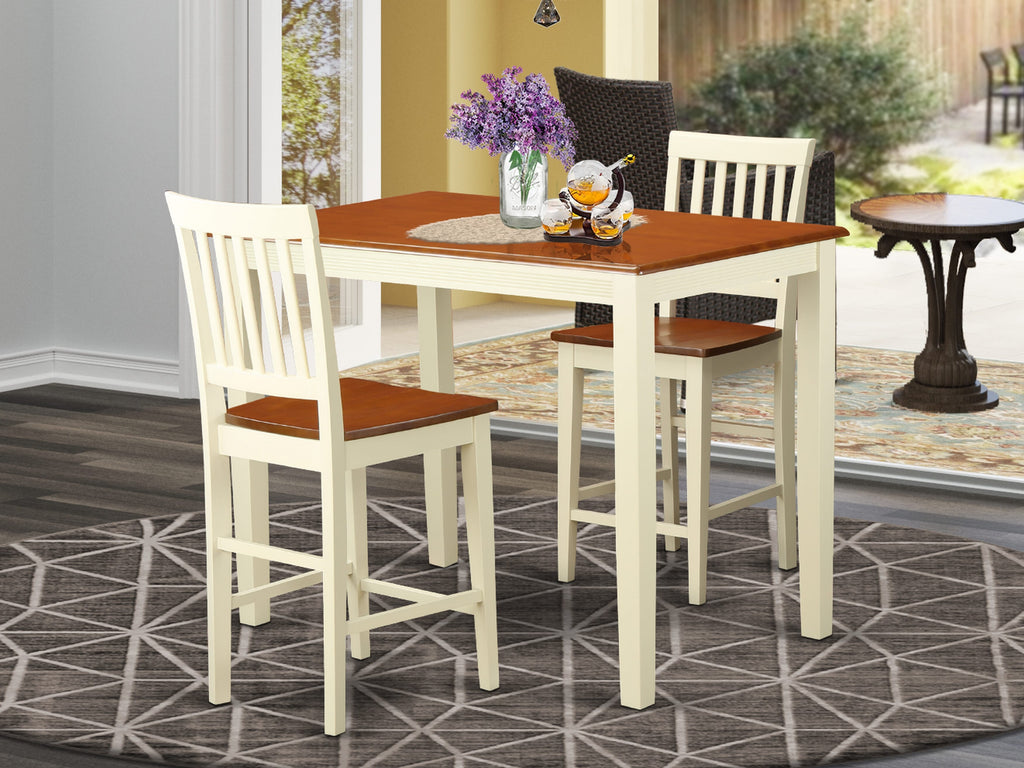 YAVN3-W5H-M Dining Suite Compact 3-Piece Kitchen Set with Rectangular Table and Dual Seating, Buttermilk-Cherry