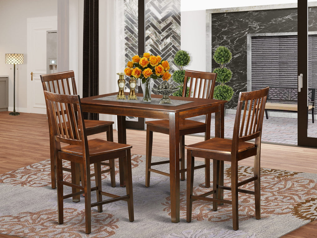 YAVN5-9RT-2 Mahogany 5-Piece High Counter Dining Ensemble with Rectangular Table and Four Chairs