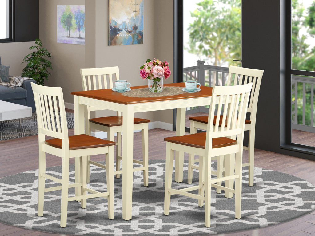 YAVN5-1WN-9 Deluxe 5-Piece Dining Ensemble with Rectangular Table and Four Chairs in Buttermilk & Cherry Finish