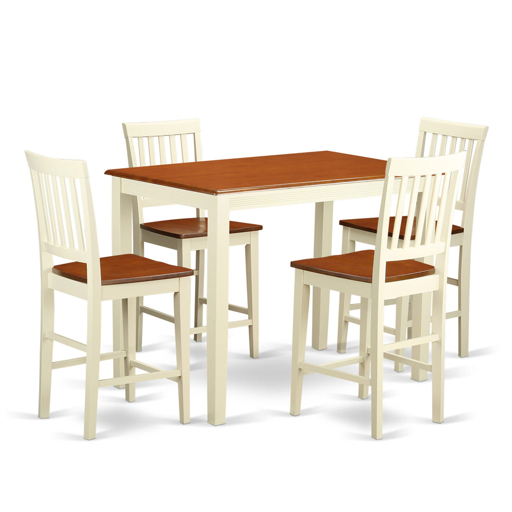 YAVN5-1WN-9 Deluxe 5-Piece Dining Ensemble with Rectangular Table and Four Chairs in Buttermilk & Cherry Finish